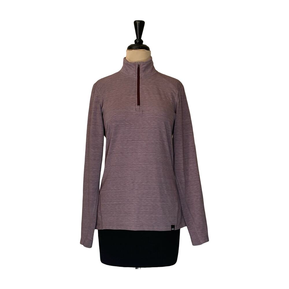 REI Co-op Midweight Base Layer Half Zip Top M Cherrywood Heather UPF 50+